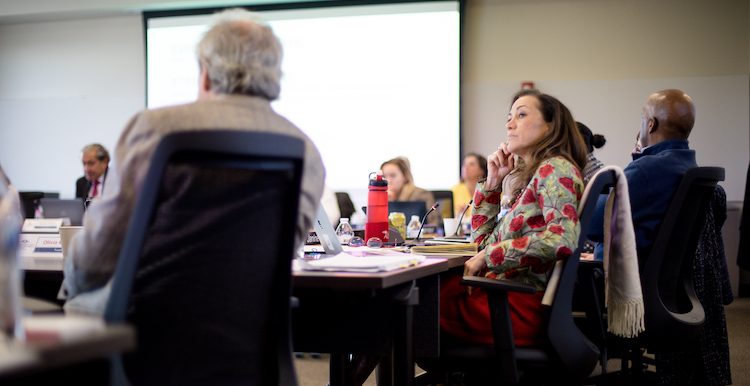 President Janine Davidson, Ph.D., at a Board of Trustees meeting