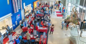 aerial view of open house in jordan student success building