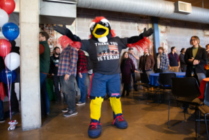 Rowdy mascot at Veteran's Day celebration