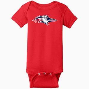 Red MSU Denver branded onesie