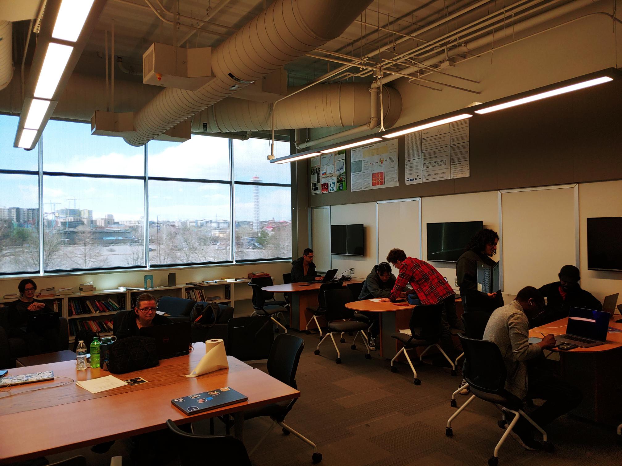 Image of students in CS lounge