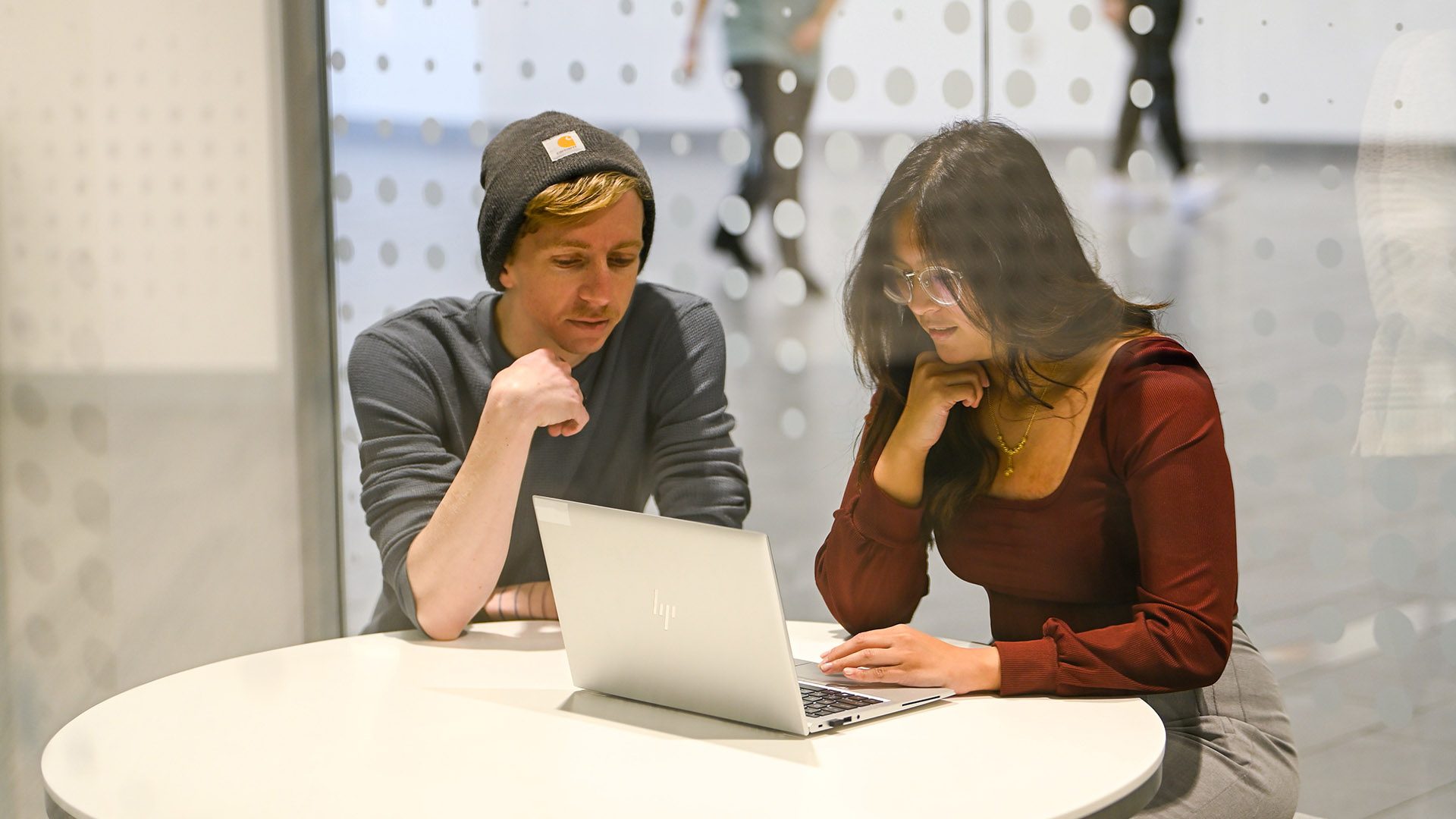 MSU Denver student Soren Singpiel, left, works with alumna Ashley Danielle Aguilar at Lockheed Martin. Photo courtesy of Lockheed Martin.