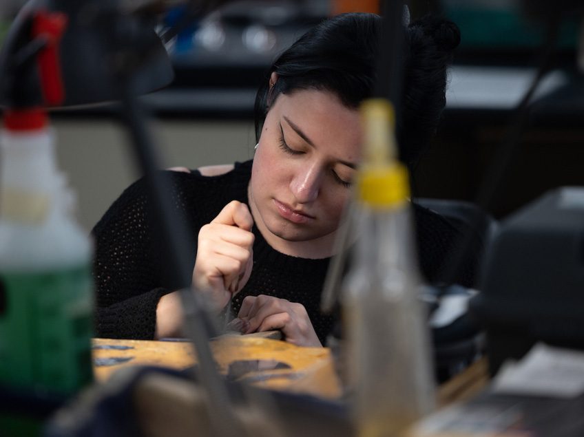 A student works in the Jewelry Studio.