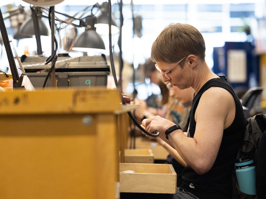 A student works in the Jewelry Studio.