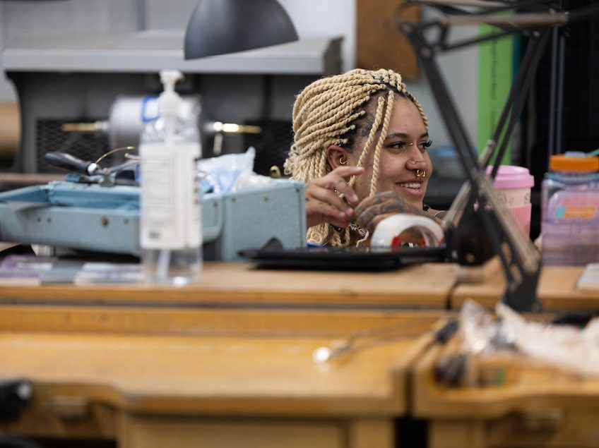 A student works in the Jewelry Studio.