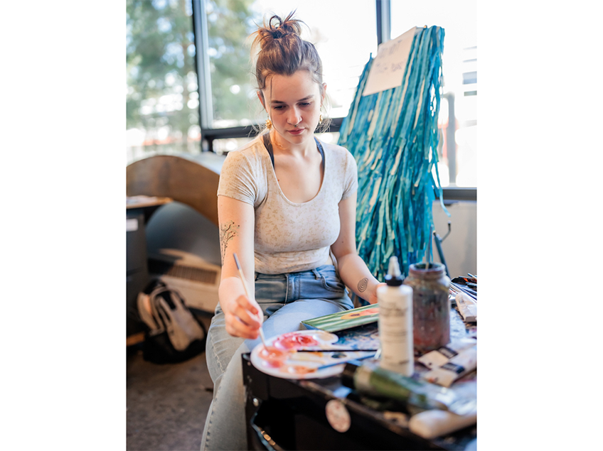 Student painting in the Painting Studio.