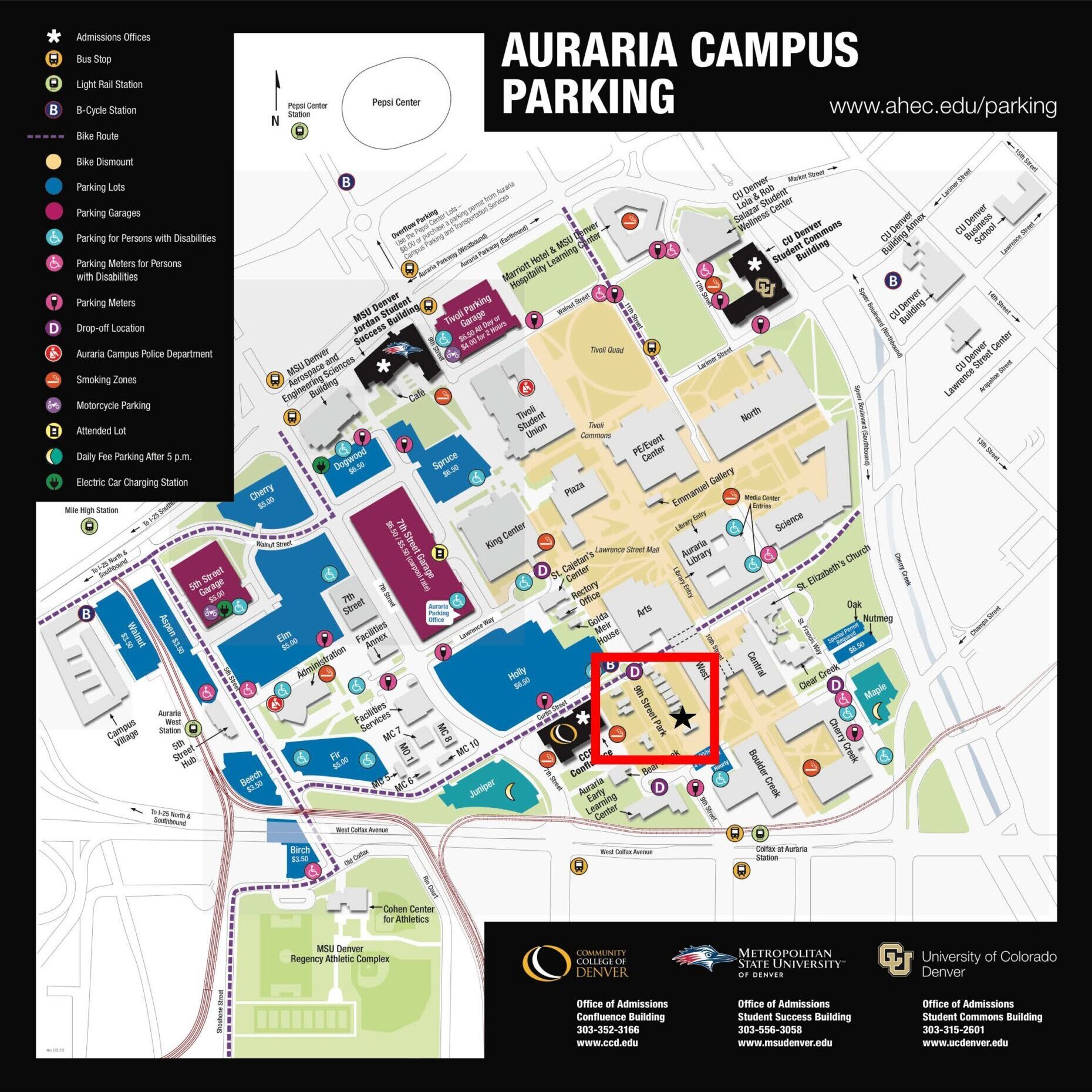 A campus map highlighting CIL's new location on 9th St