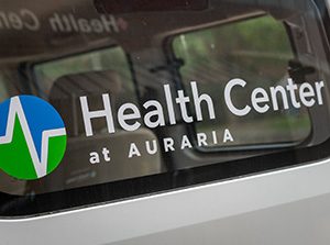 "Health Center at Auraria" vehicle window decal