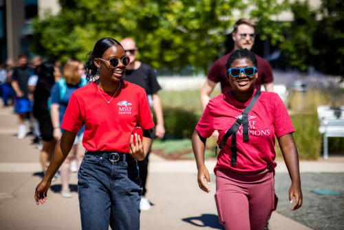 Students walk on campus