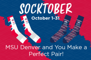 Socktober image advertising different sock options with the text, 