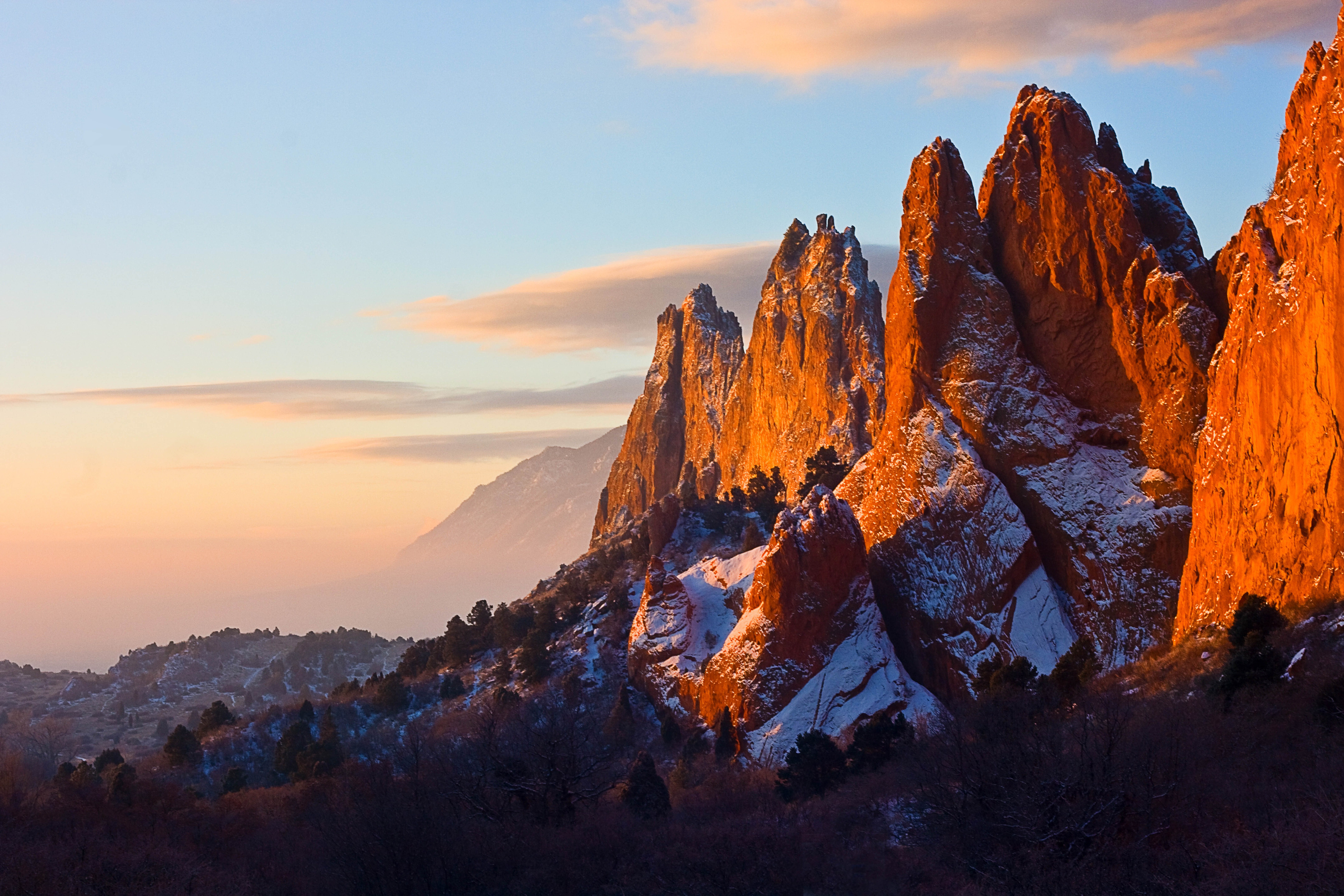 Garden of the Gods and skyline at dusk