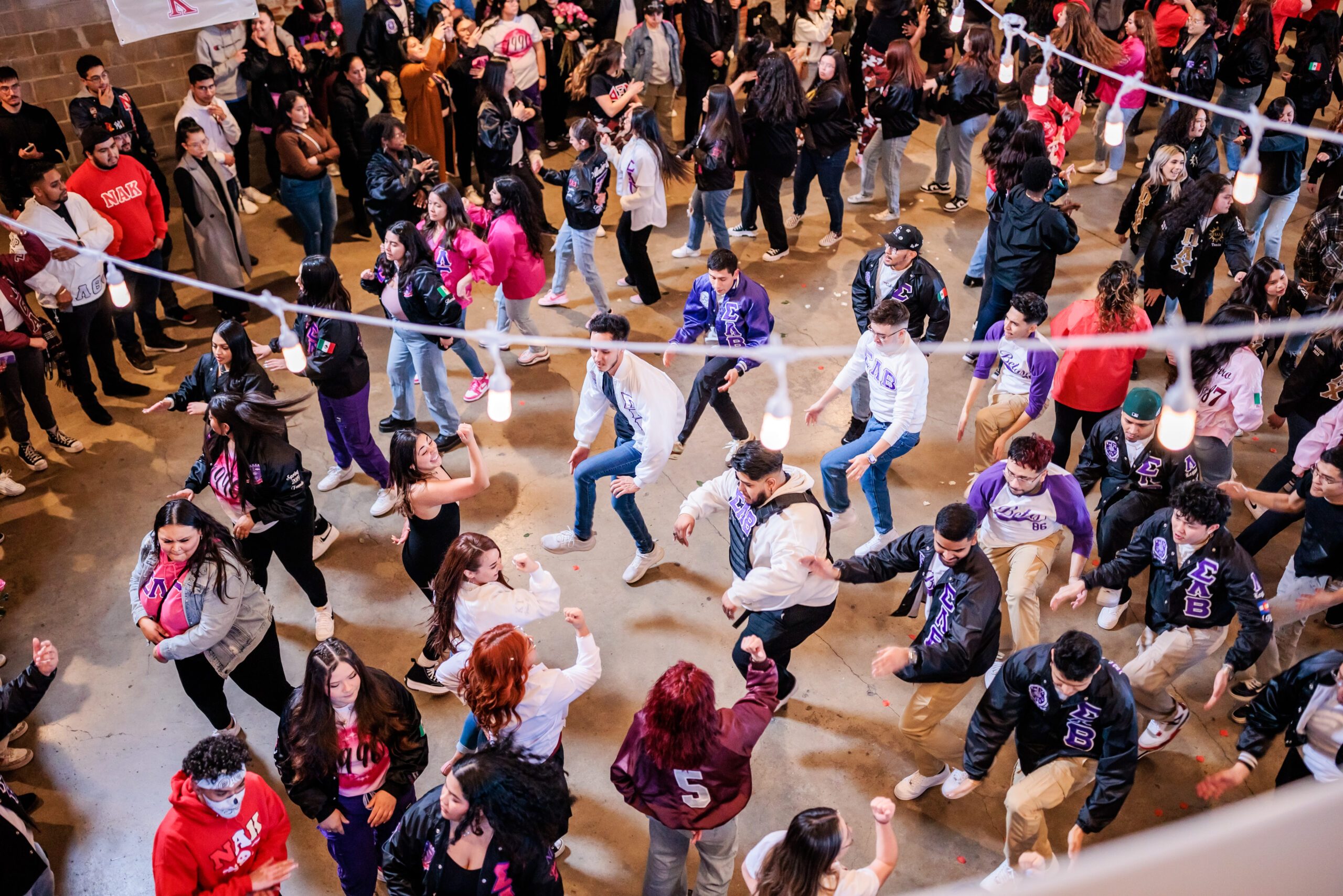 A top view of people at a gathering