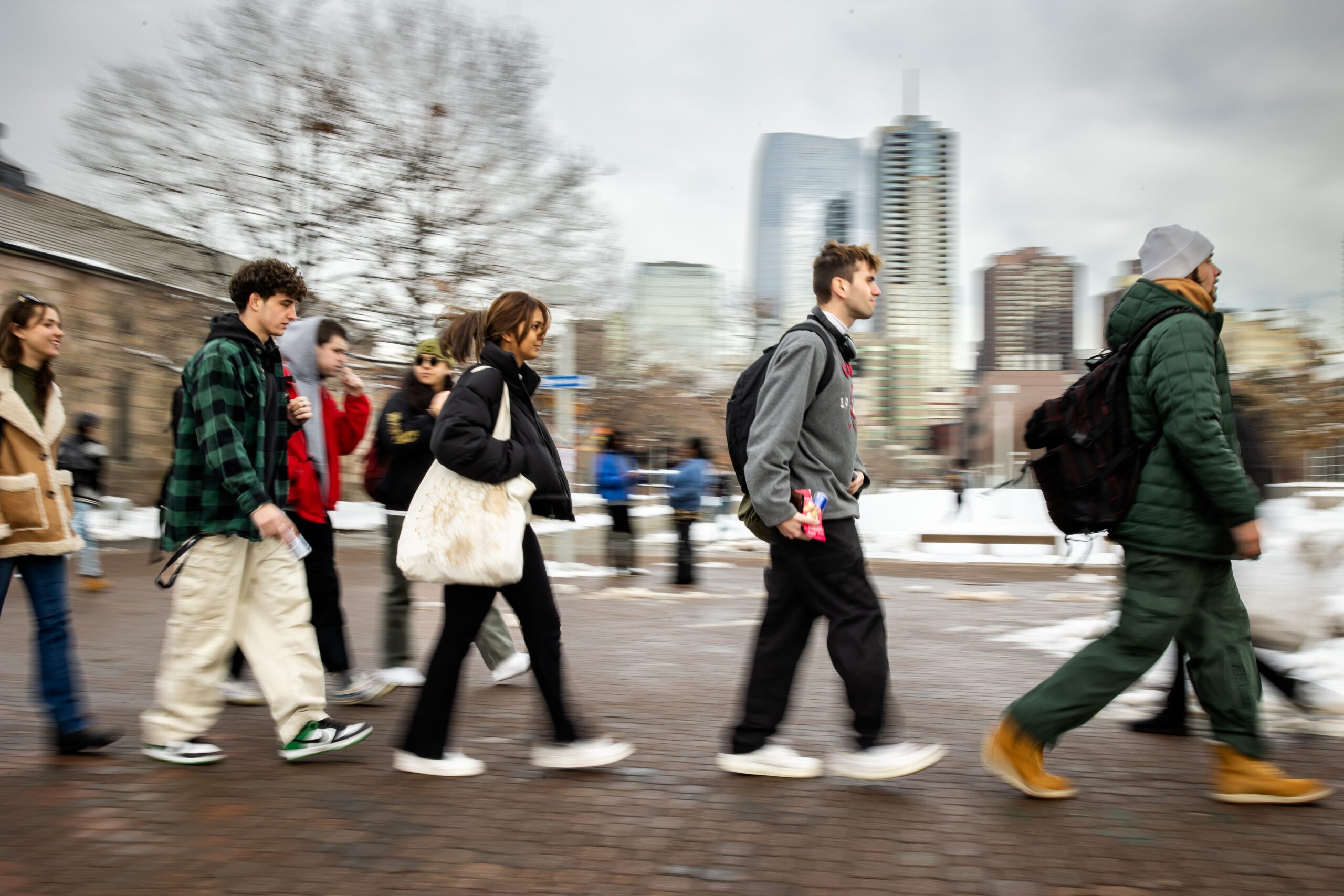 Student walking on Auraria campus