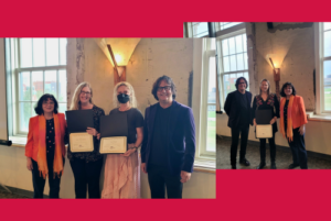 Faculty receiving their awards from Marie and Vincent Piturro: Marie Mora, Leslie Merrill Schmidt, Nichole Predki, Vincent Piturro Vincent Piturro, Christina Foust, Marie Mora