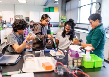 4 students in Chemistry class at MSU Denver