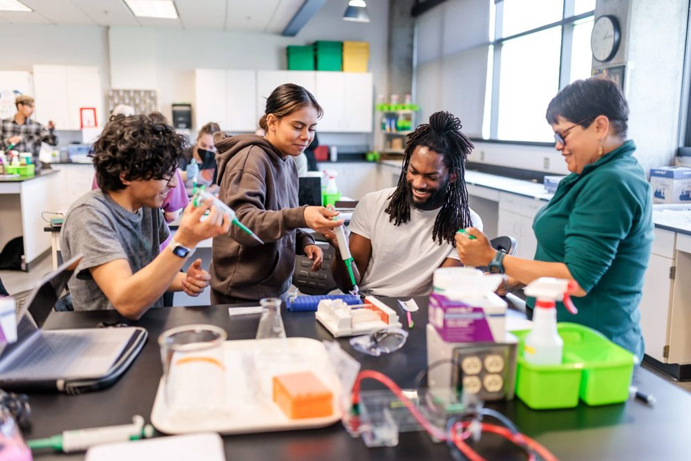 4 students in Chemistry class at MSU Denver