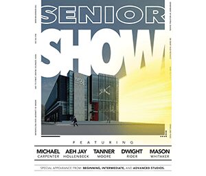Poster of Fall 2023 senior show, displaying event date, time, and location