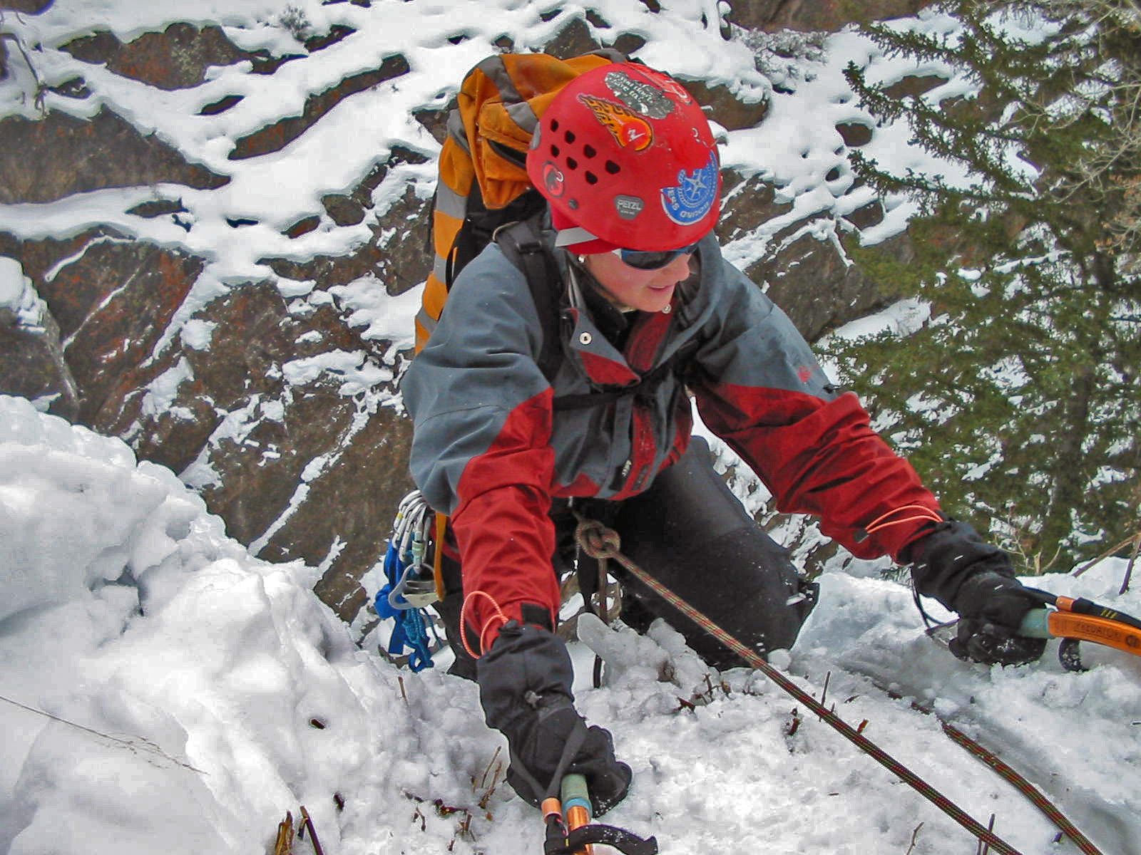 Women ice climbing