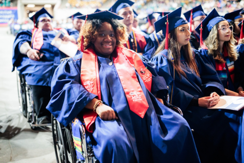 Rachael Haynes waiting to graduate.