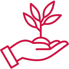 Hand holding a plant icon