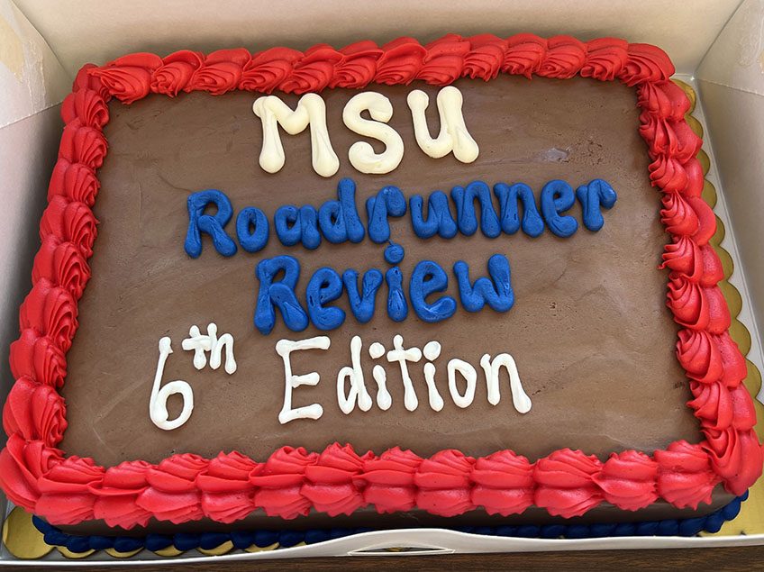6th Edition MSU Roadrunner Review literary journal launch cake