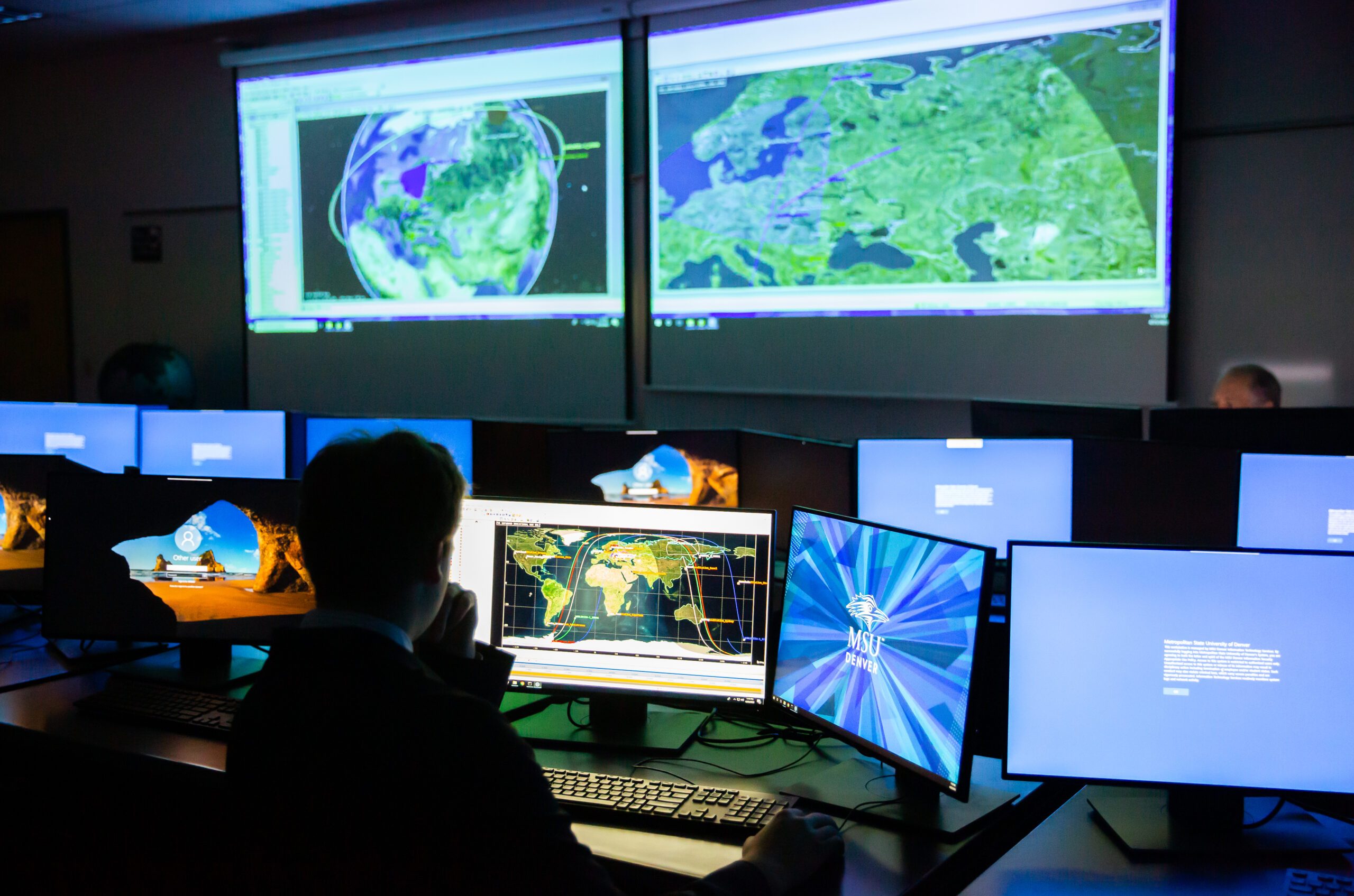Adrian White, a graduating aviation and aerospace student in the Orbital Mechanics and Aerospace System simulation class, has built out real-life scenarios using open-source satellite data from MAXAR that shows images of the conflict in Ukraine.