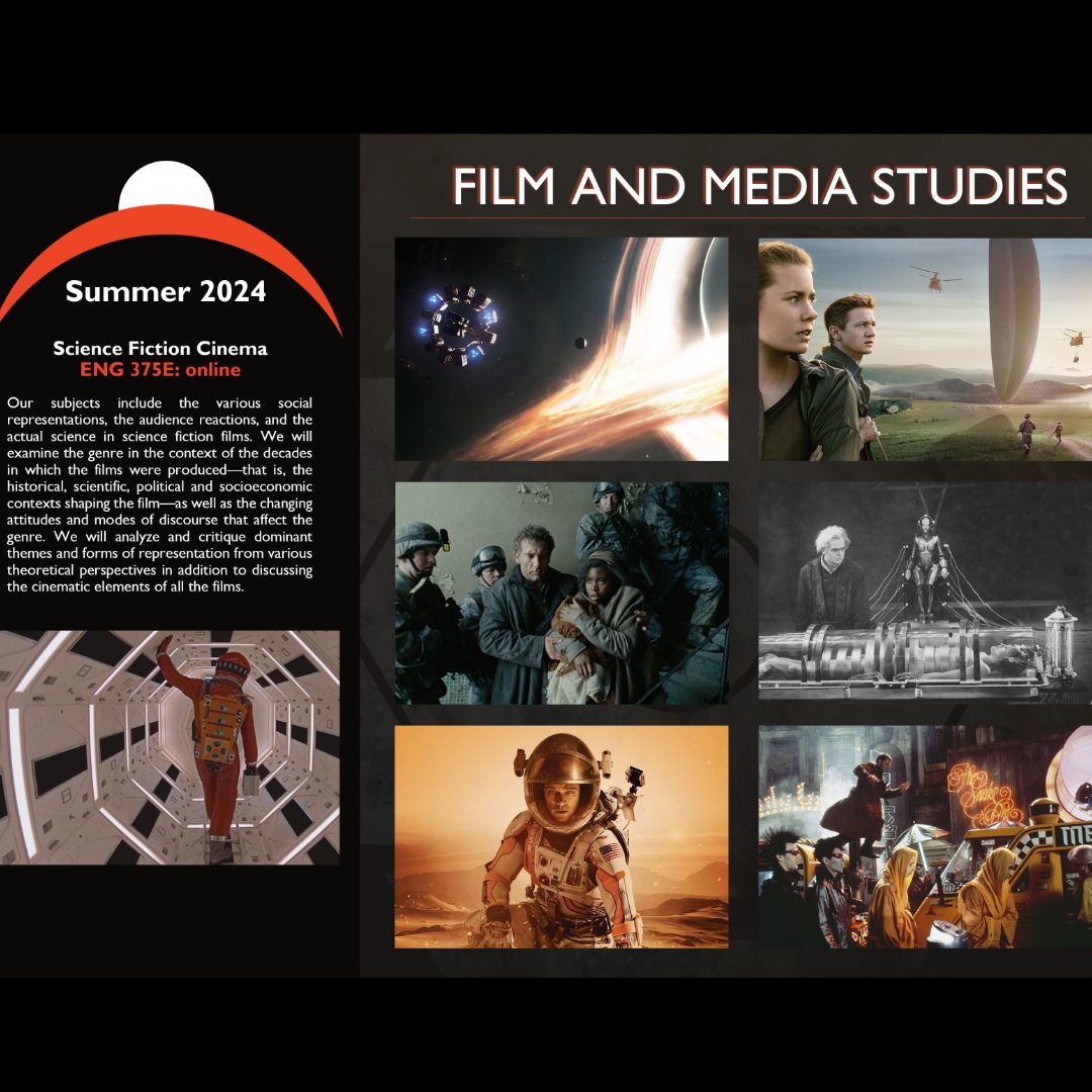 Looking for a cool summer class? 😎 Analyze the art & historical sociopolitical themes of science fiction cinema in ENG375E online with Dr. Piturro. Examine genre classics and current cinema, tying it to the relevant issues of today and to the question of what it means to be human.
