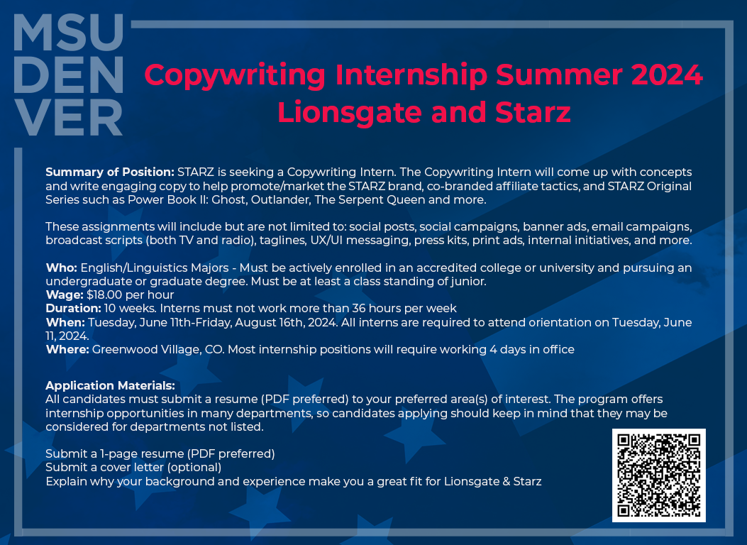 Internships & Research Assistantships MSU Denver