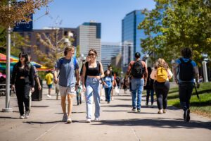 Students walking on campus