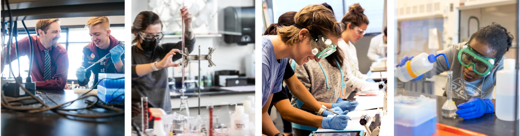 a 4 picture collage of sudents studying chemistry at MSU Denver