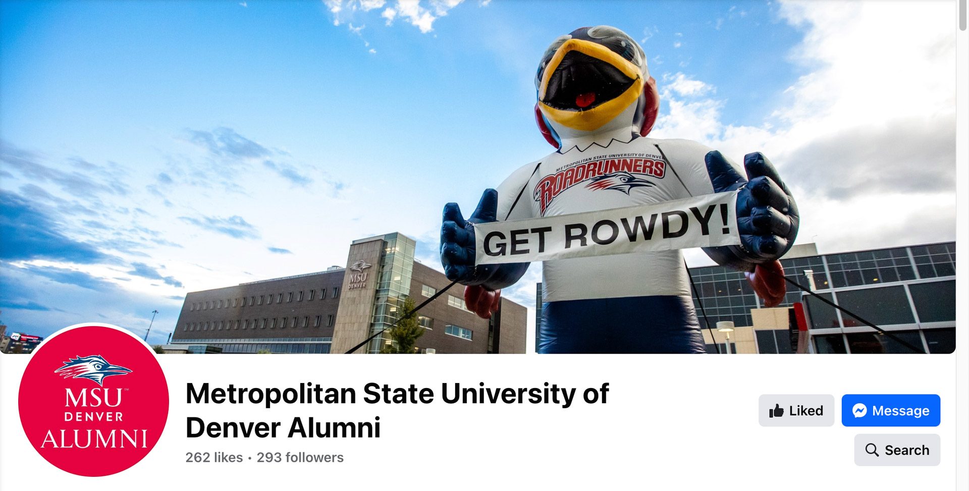 Screenshot of MSU Denver's Alumni and Friends Facebook page