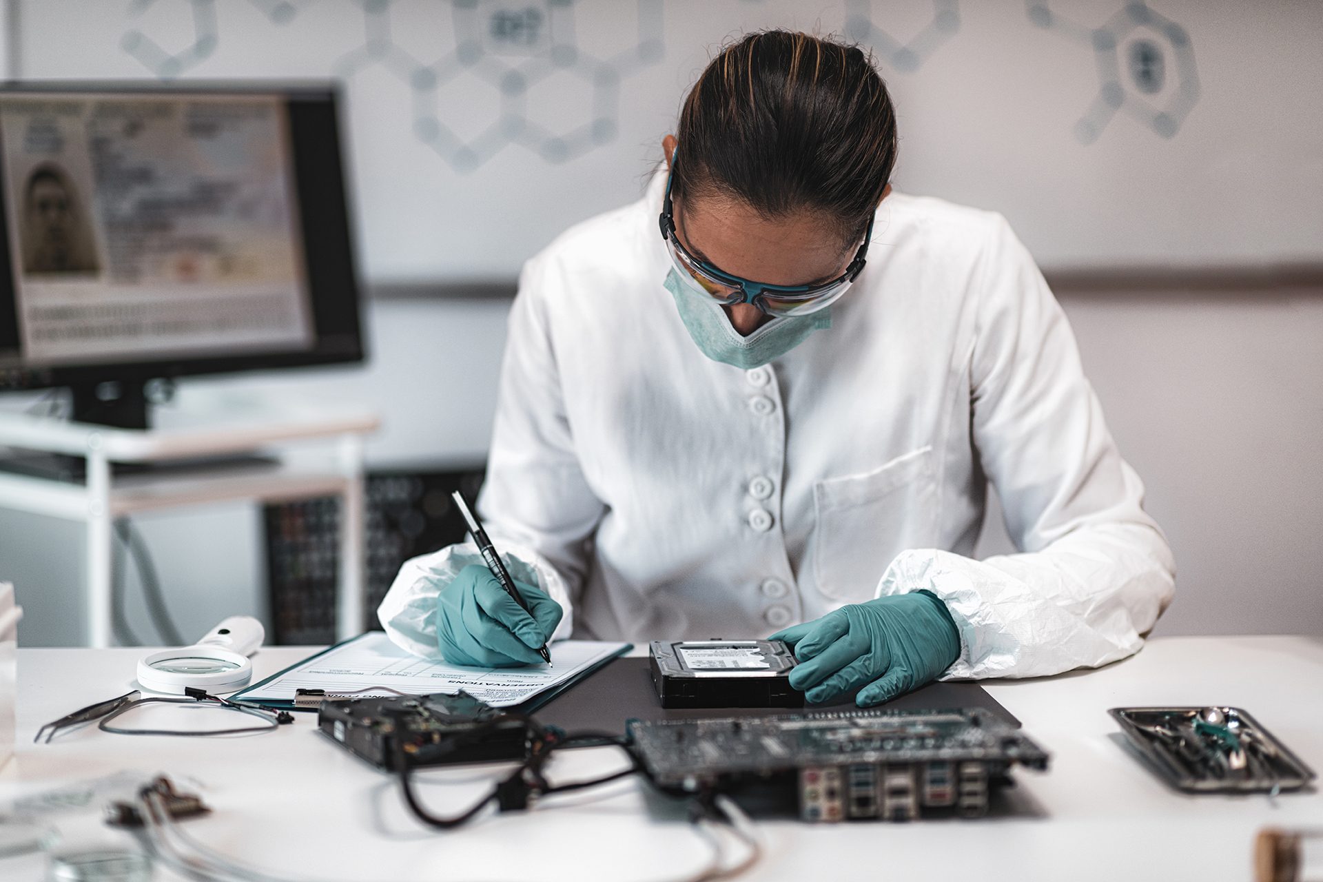 Technician working in Computer Forensics