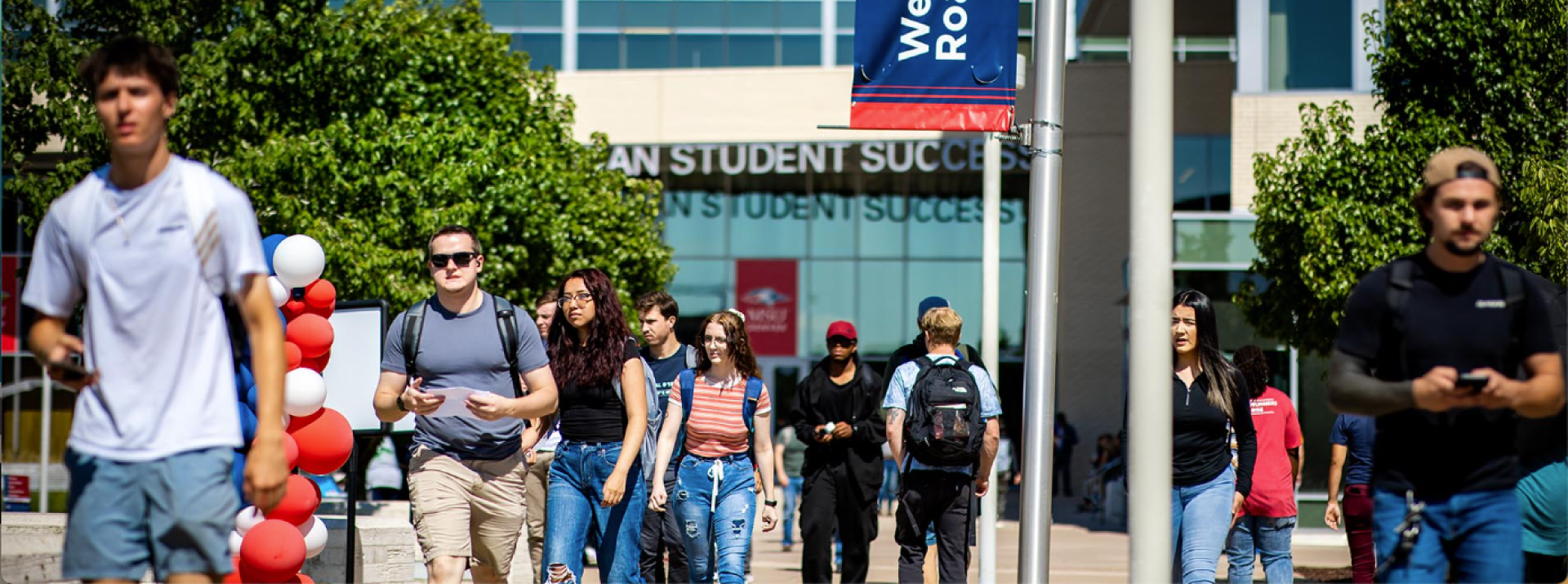 Students walking in front of MSU Denver's Student Success Building