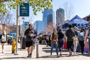 Students walk on campus