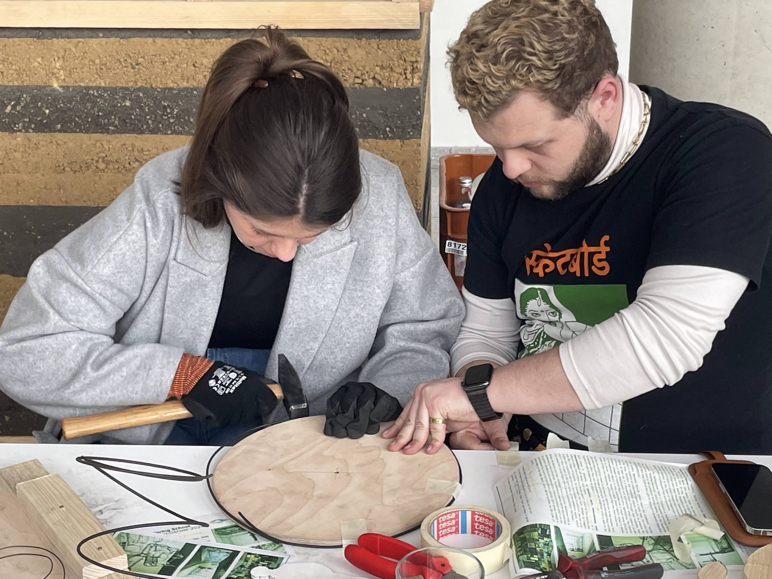 Students working on design project
