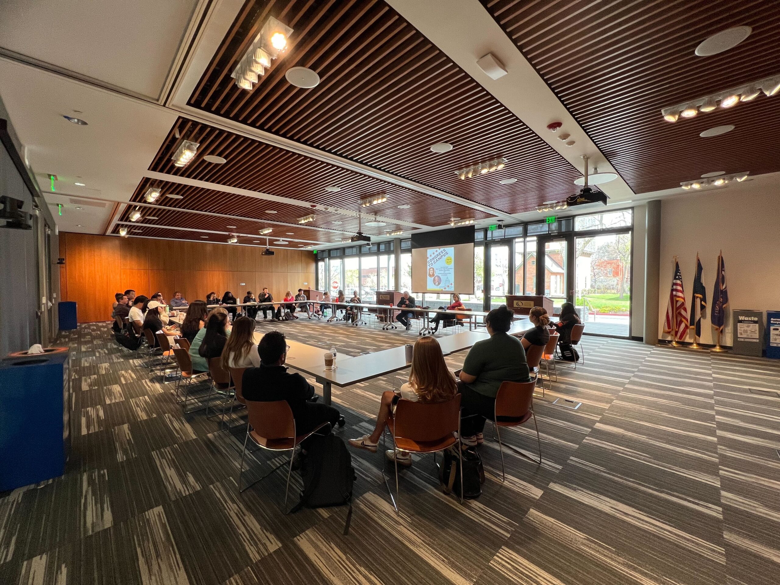 congress to campus event with room full of students