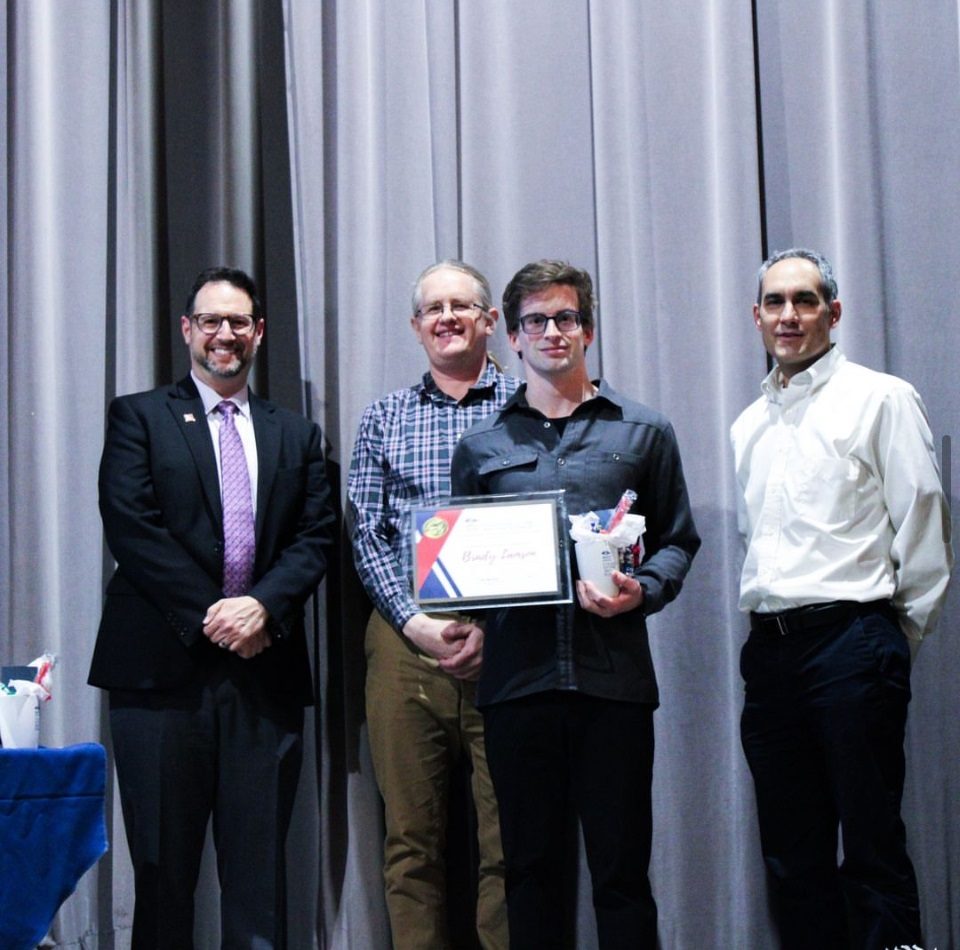 Student with an award