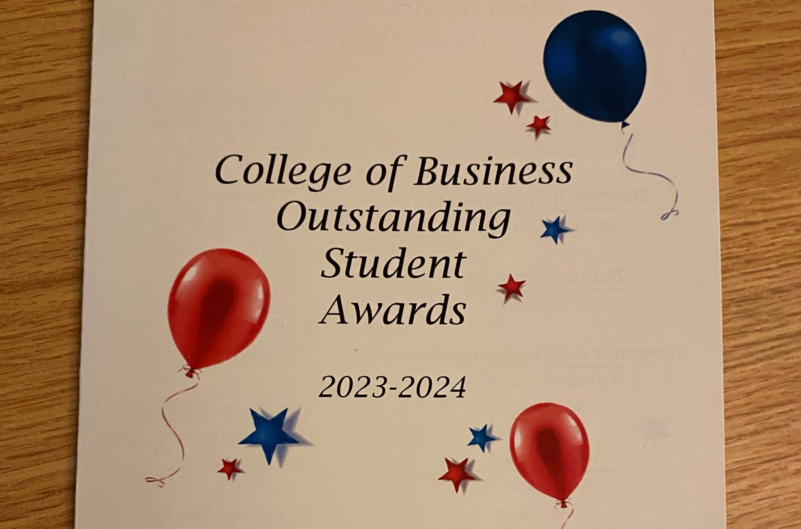 College of Business Outstanding Student Awards 2023-2024 program cover