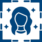 blue icon of person with stars around it for professional headshot