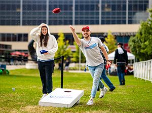 MSU Denver students playing cornhole on Auraria Campus