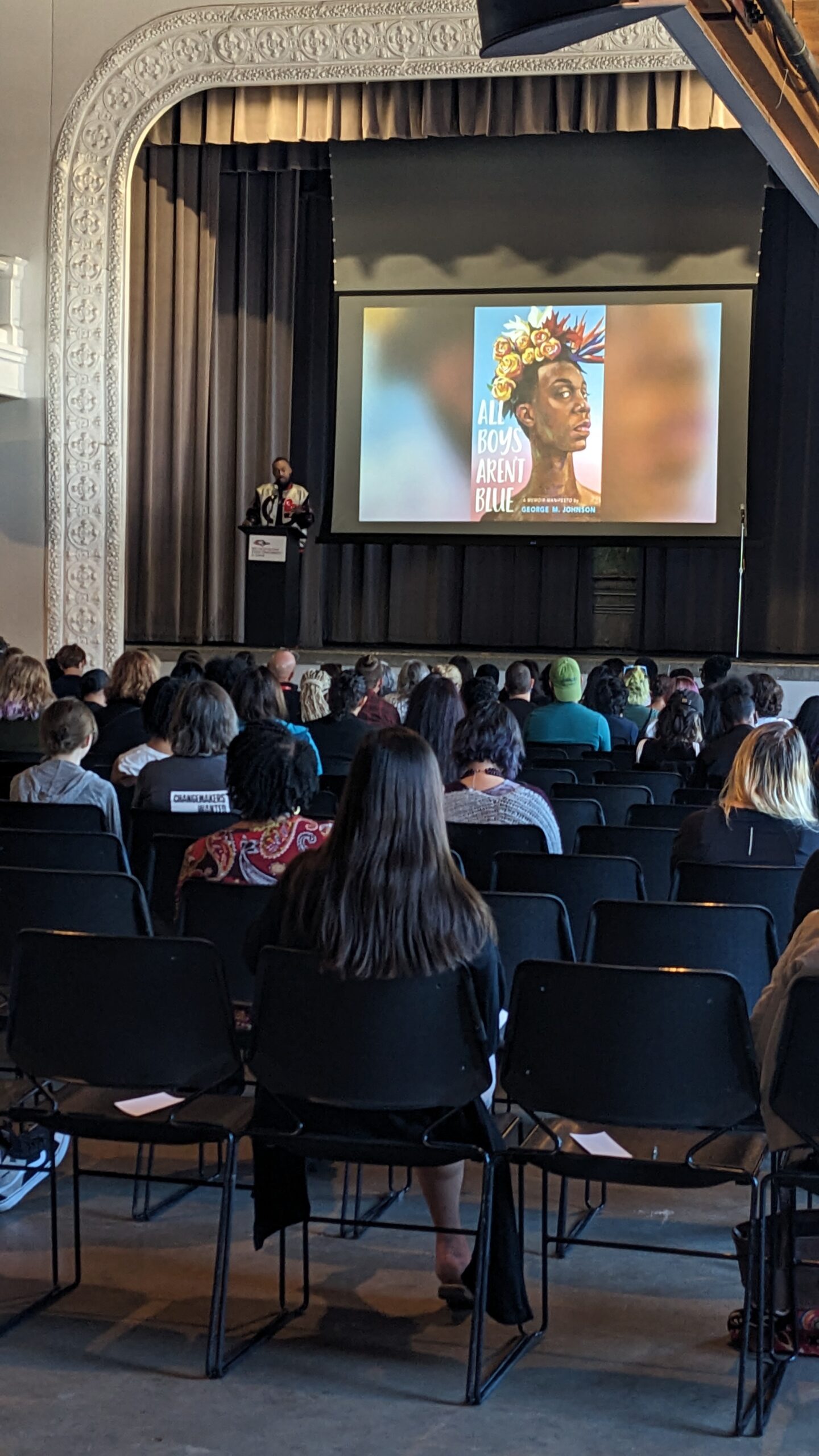 Photo of the All Boys aren't Blue Keynote Speech
