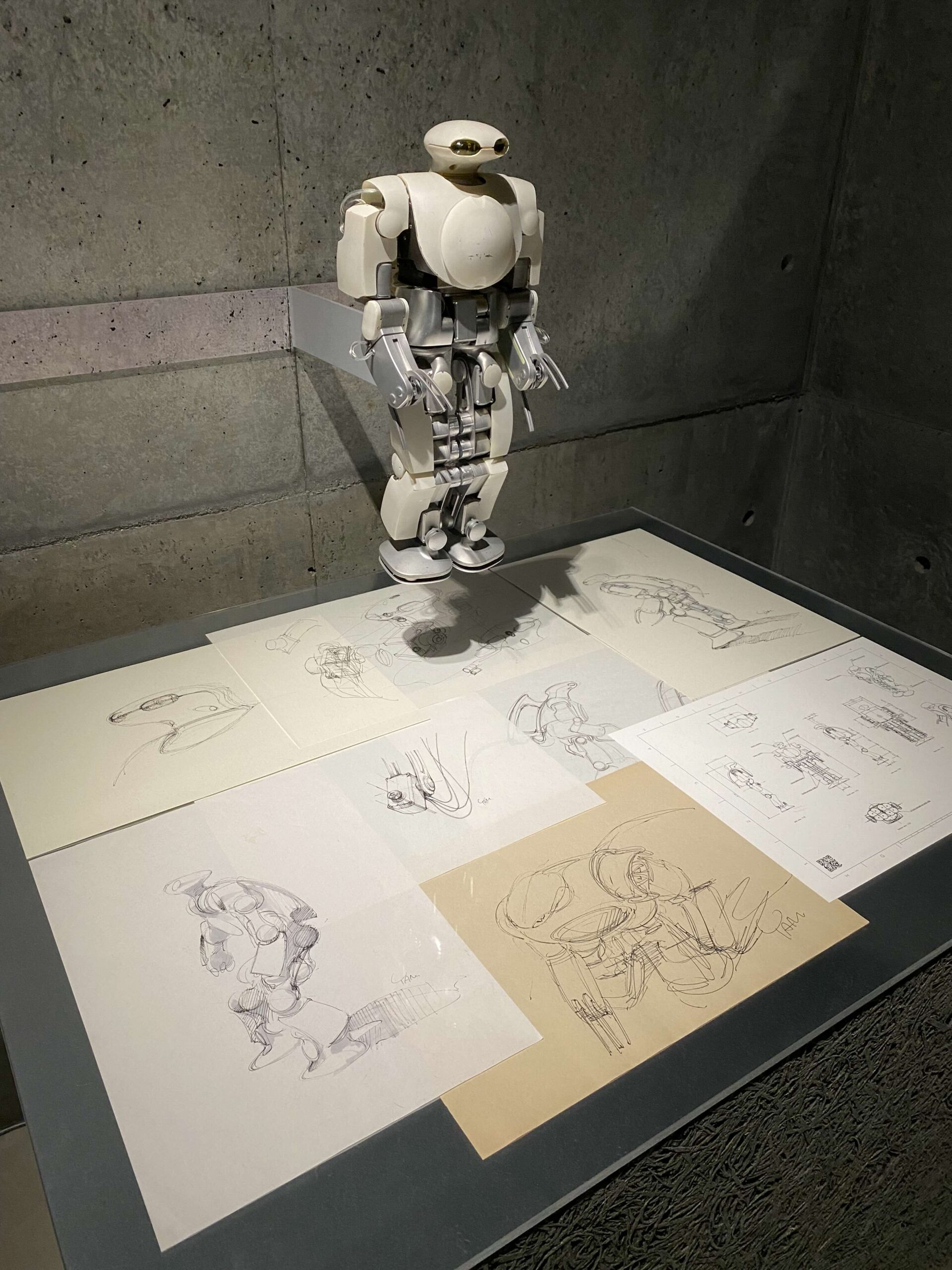 Robot design and sketches at the 21_21 Design Sight museum in Tokyo, Japan