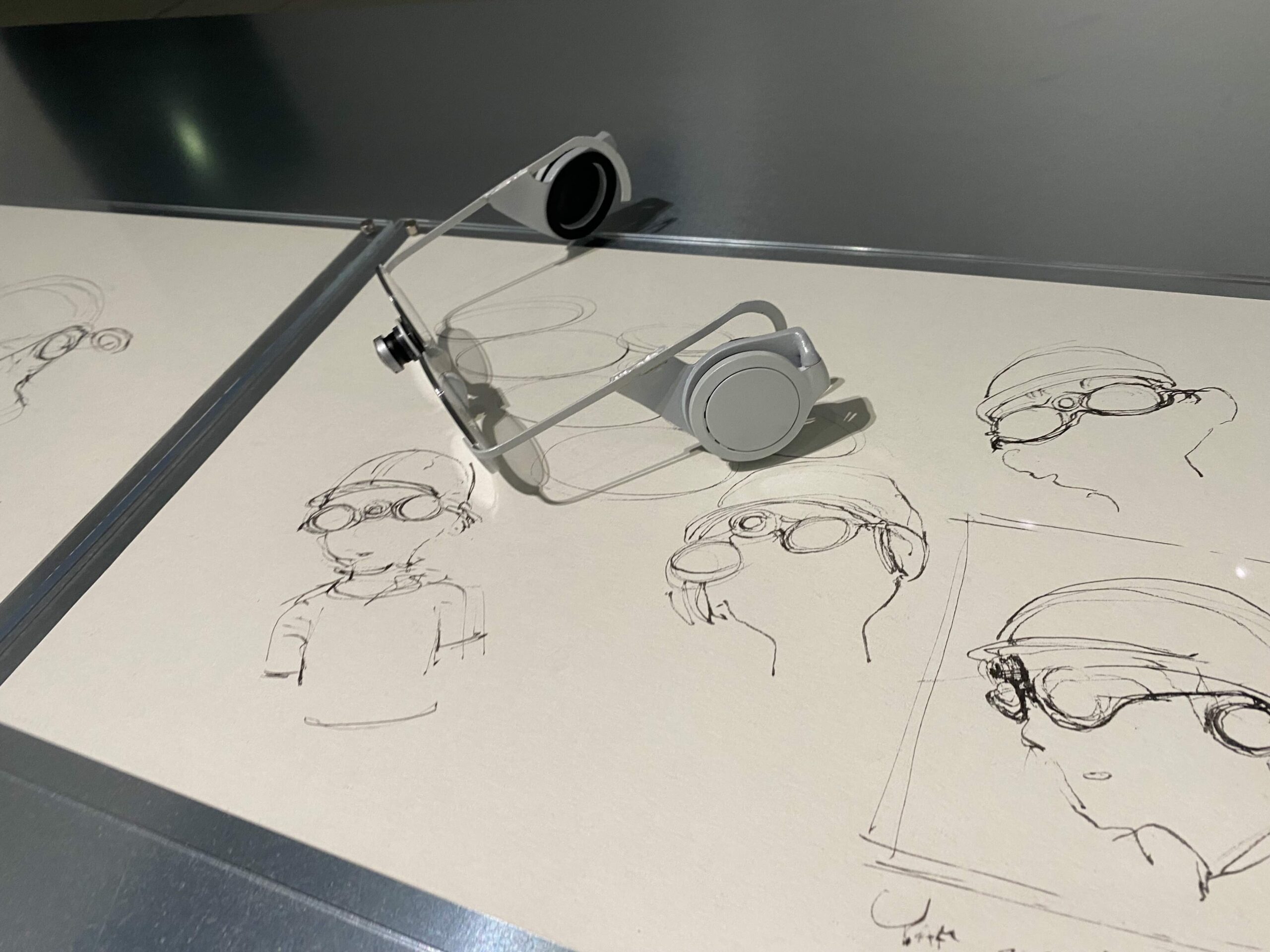Sketches of boy wearing goggles