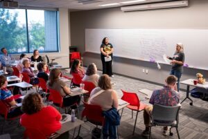 Faculty, Staff, Chairs, Deans, and senior leaders participate in the community circle “Free Speech & Democracy” Lead by: Shayla Bischoff