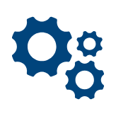 icon image of gears turning, symbolizing progress and development