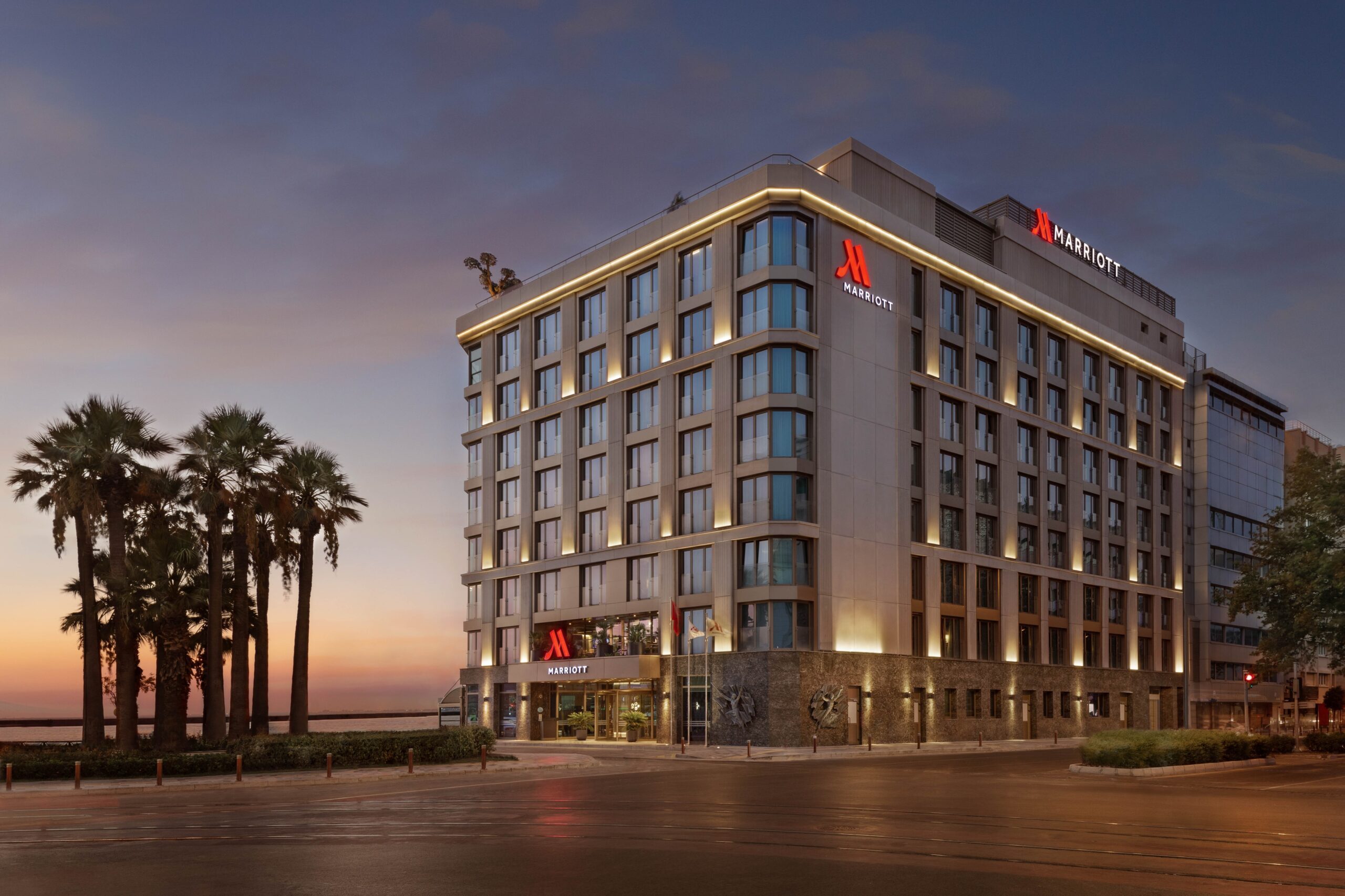 Marriott hotel with palm trees