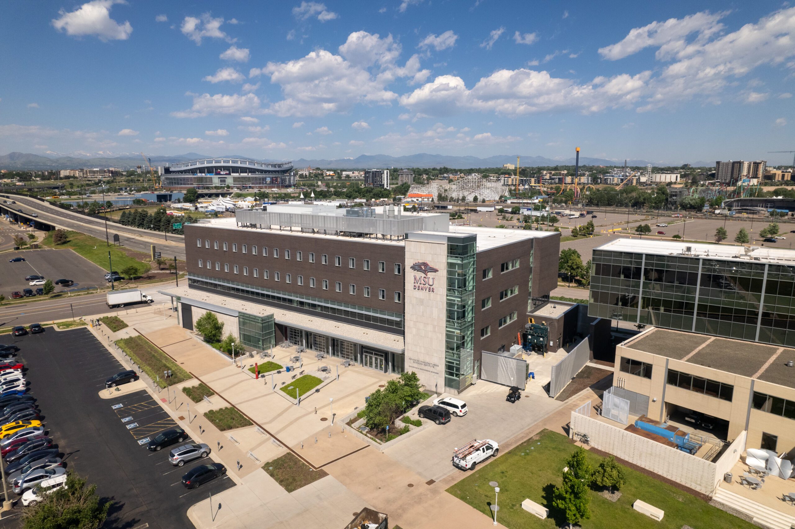 Aero view image of AES building.
