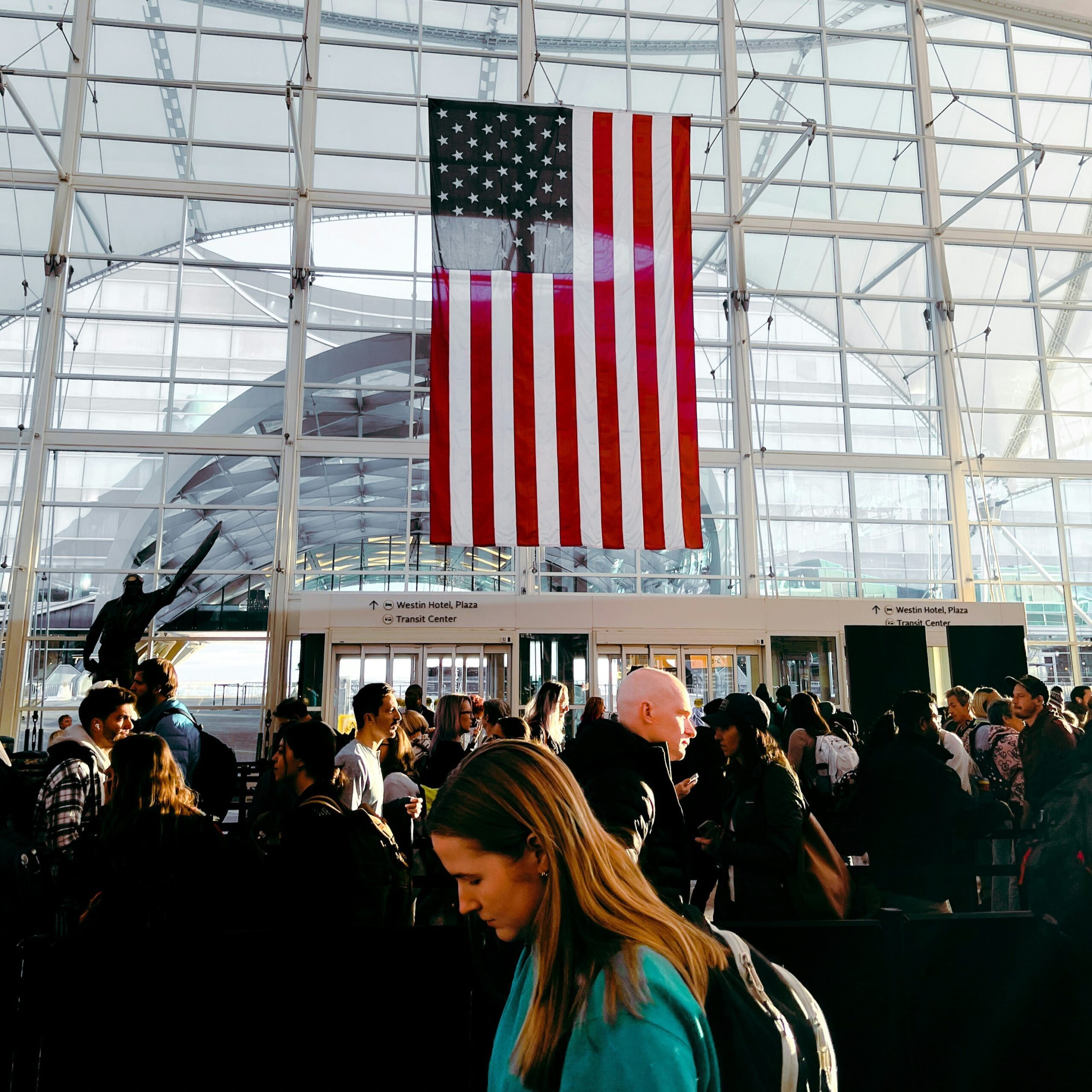 People in TSA Line at Denver Airport