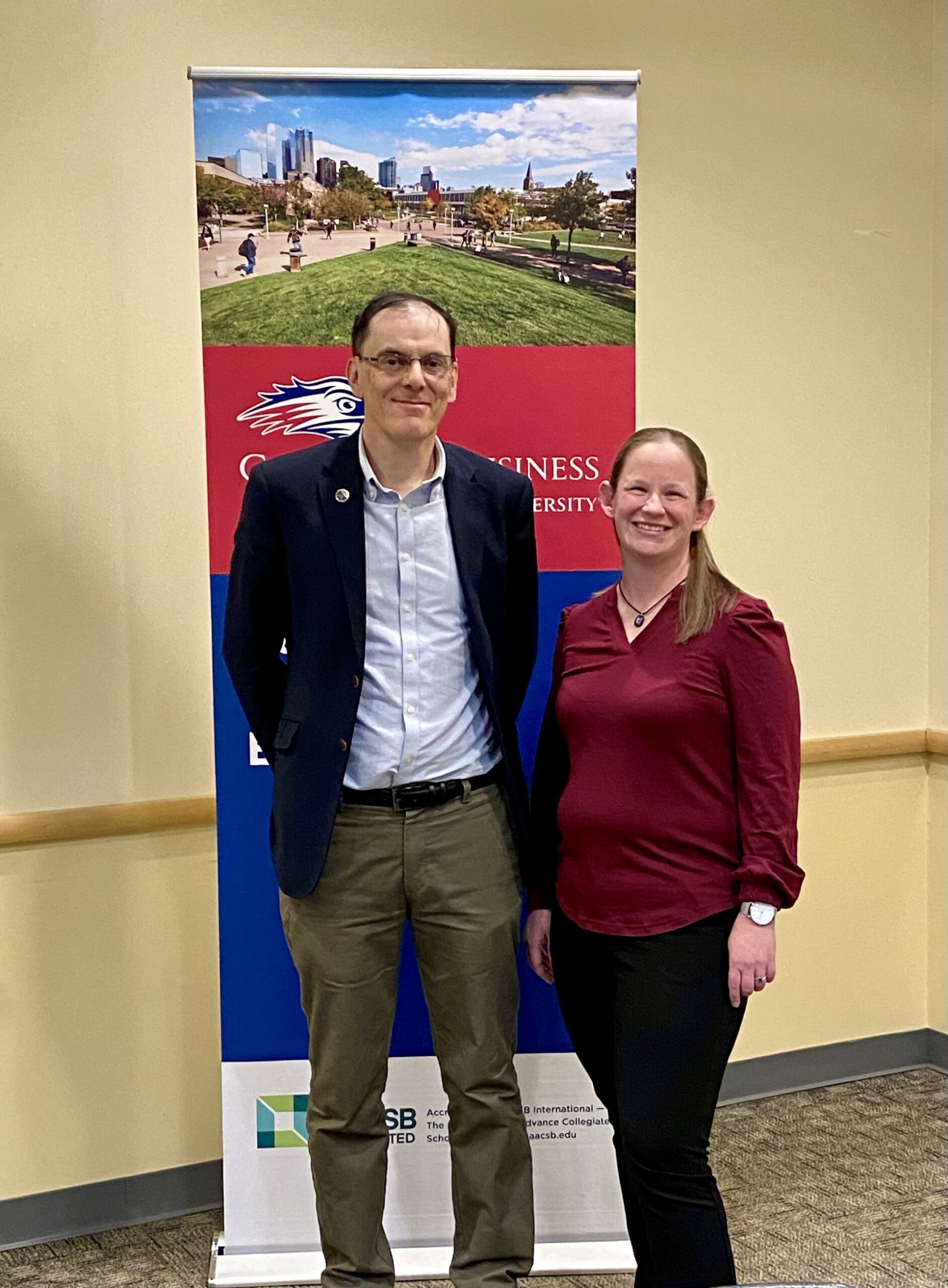 CBUS Outstanding Student Awards Fall 24 - Laura Girdner (MPAcc award recipient) & Andrew Holt (full professor)