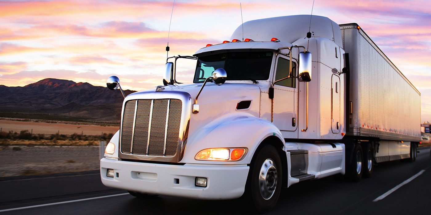 Semi truck with scenery behind